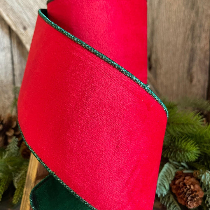 4" Red Emerald Velvet, 2 Tone Velvet, Christmas Velvet