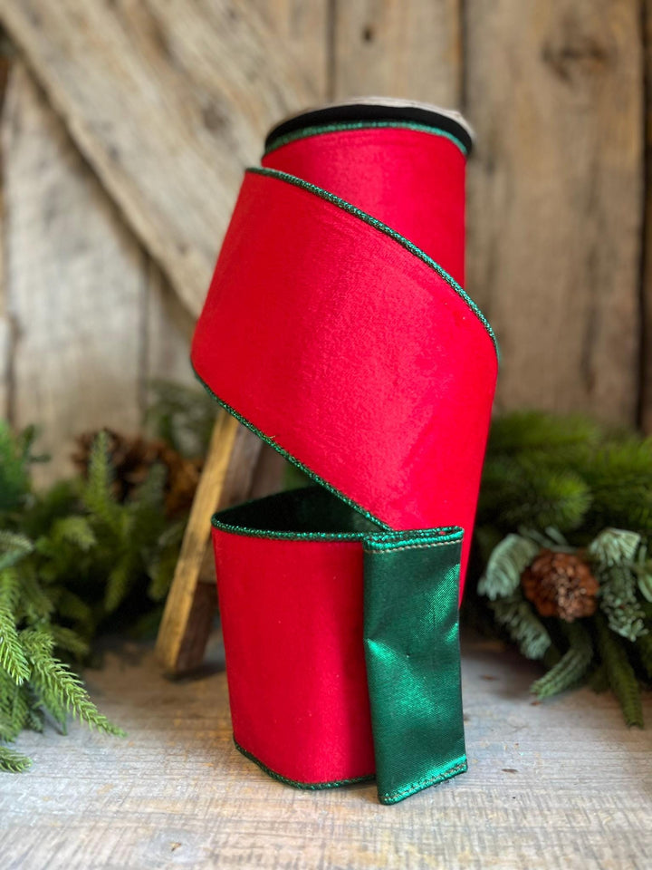 4" Red Emerald Velvet, 2 Tone Velvet, Christmas Velvet