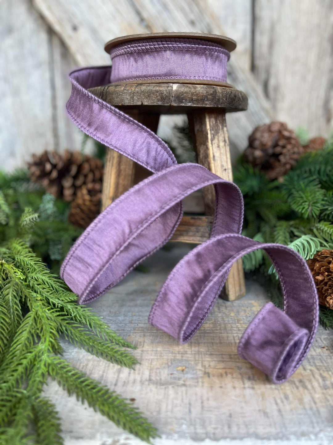 1" Purple Dupioni Ribbon, Lavender Purple Ribbon, Fall Ribbon