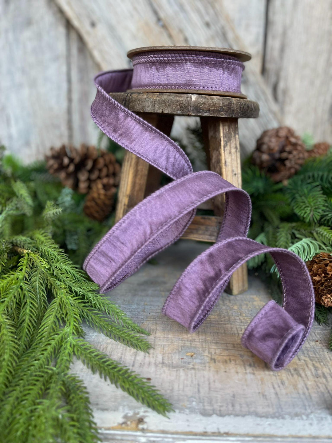 1" Purple Dupioni Ribbon, Lavender Purple Ribbon, Fall Ribbon