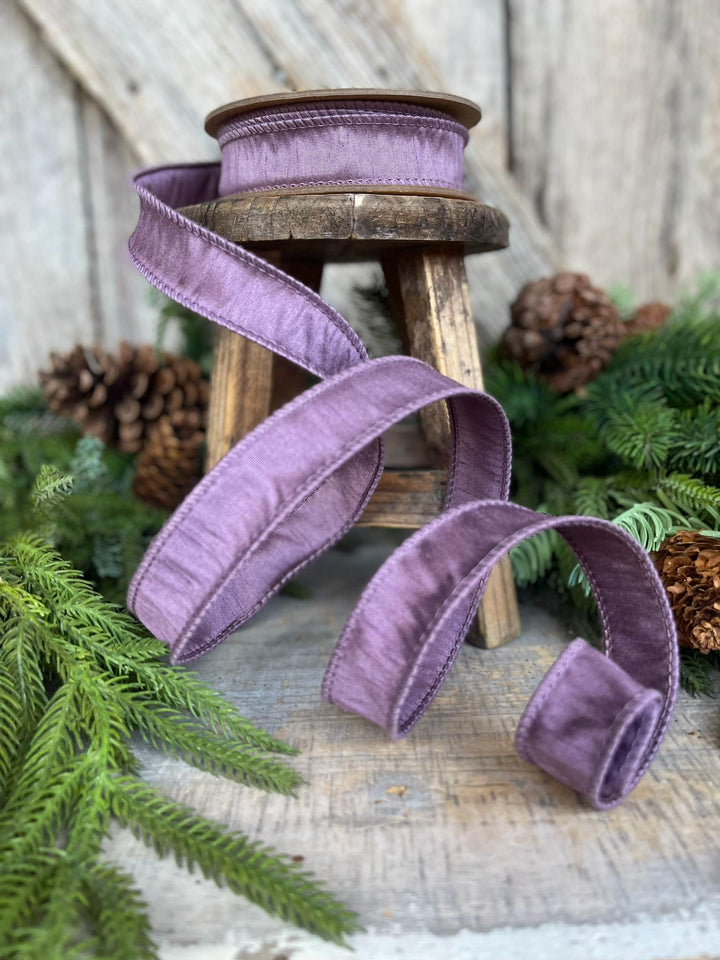 1" Purple Dupioni Ribbon, Lavender Purple Ribbon, Fall Ribbon