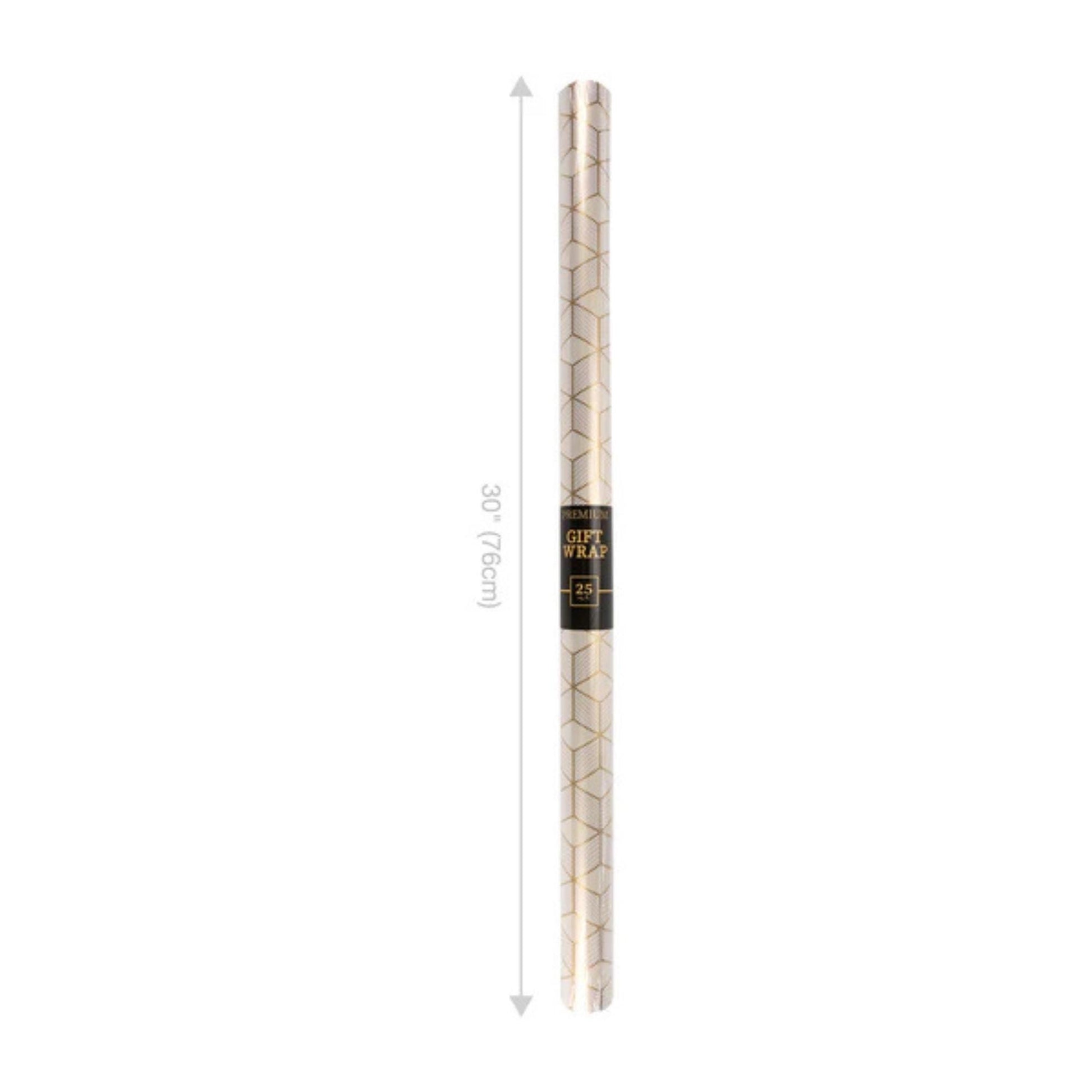 30" x 10' White Gold Geometric Wrapping Paper, White and Gold Wrapping Paper