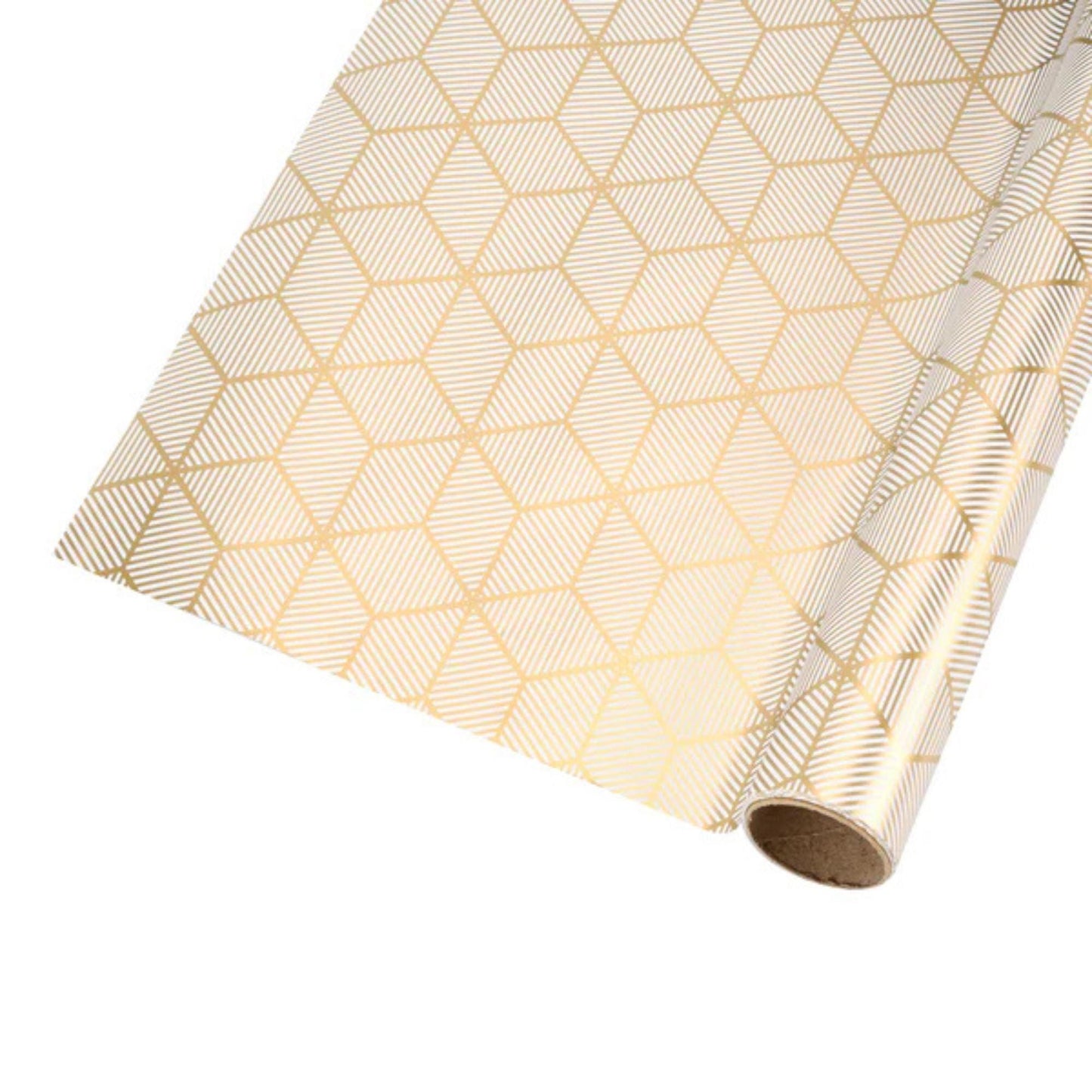 30" x 10' White Gold Geometric Wrapping Paper, White and Gold Wrapping Paper