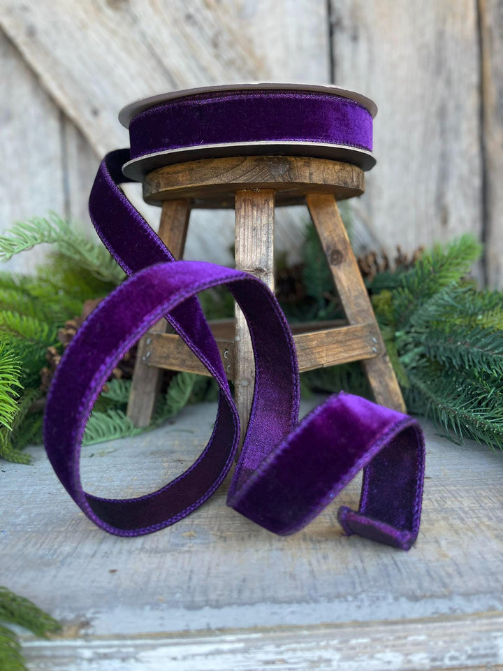 1" Purple Velvet Luster Ribbon, Farrisilk Ribbon, Halloween Velvet Ribbon