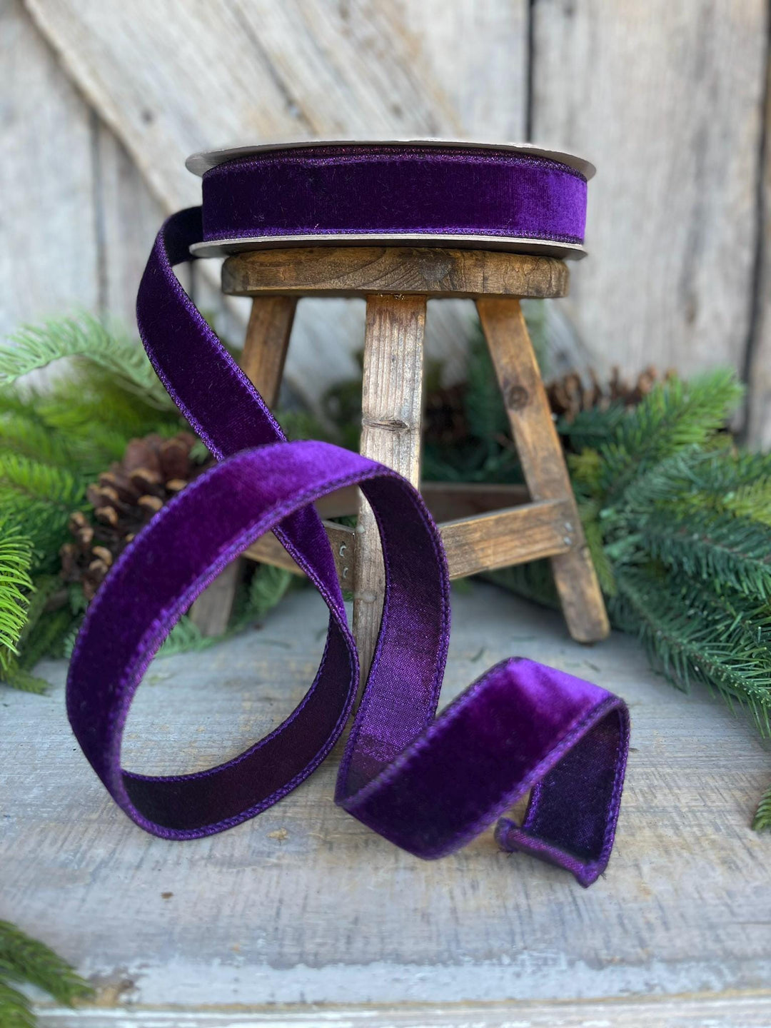 1" Purple Velvet Luster Ribbon, Farrisilk Ribbon, Halloween Velvet Ribbon