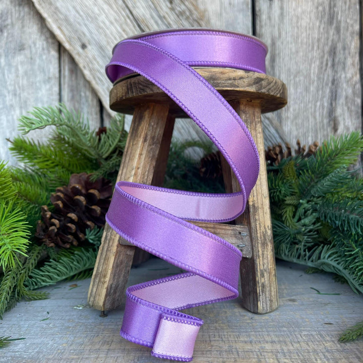 1" Purple Lavender Pink Wired Ribbon, Farrisilk Ribbon, Satin Ribbon