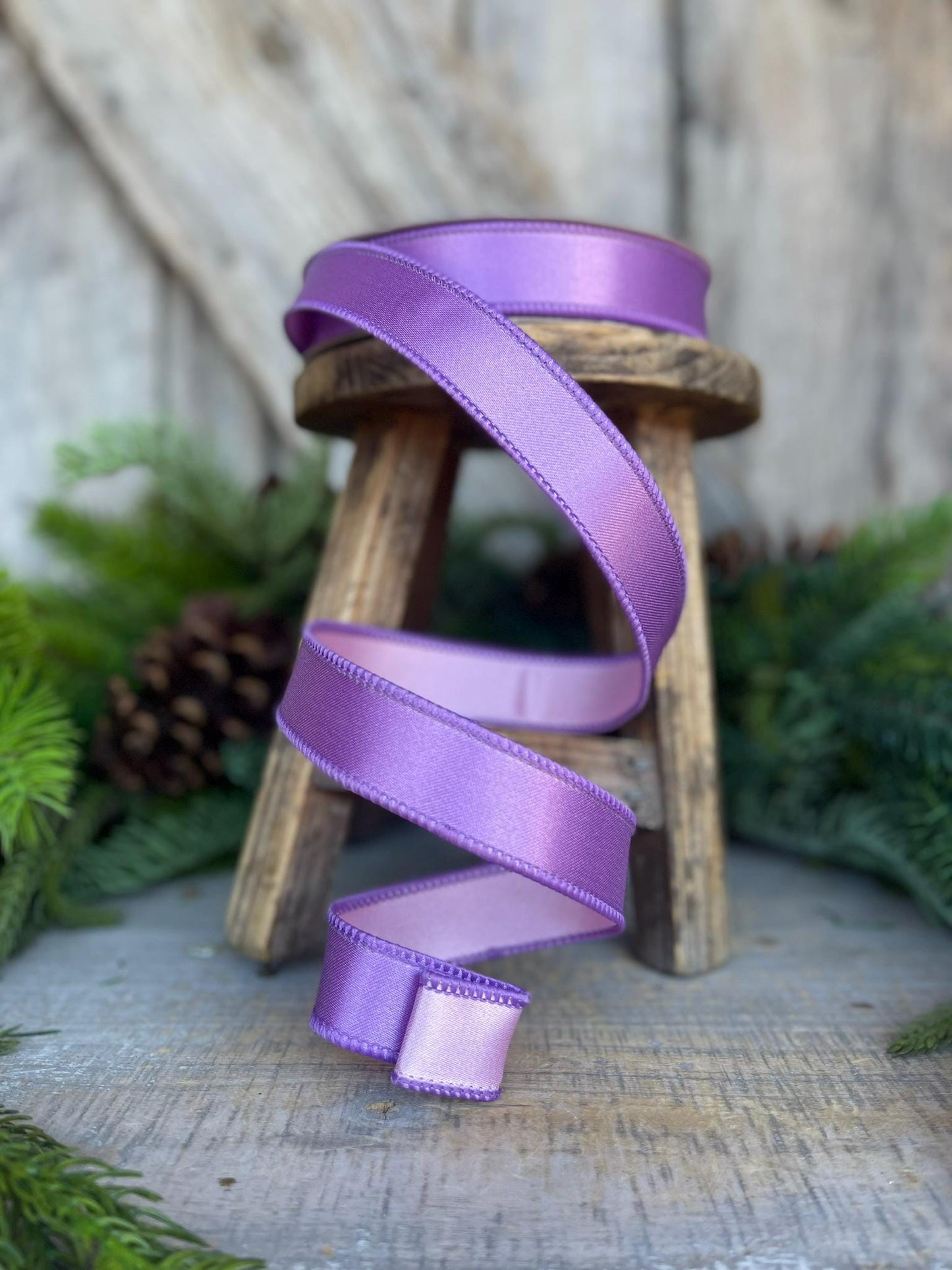 1" Purple Lavender Pink Wired Ribbon, Farrisilk Ribbon, Satin Ribbon