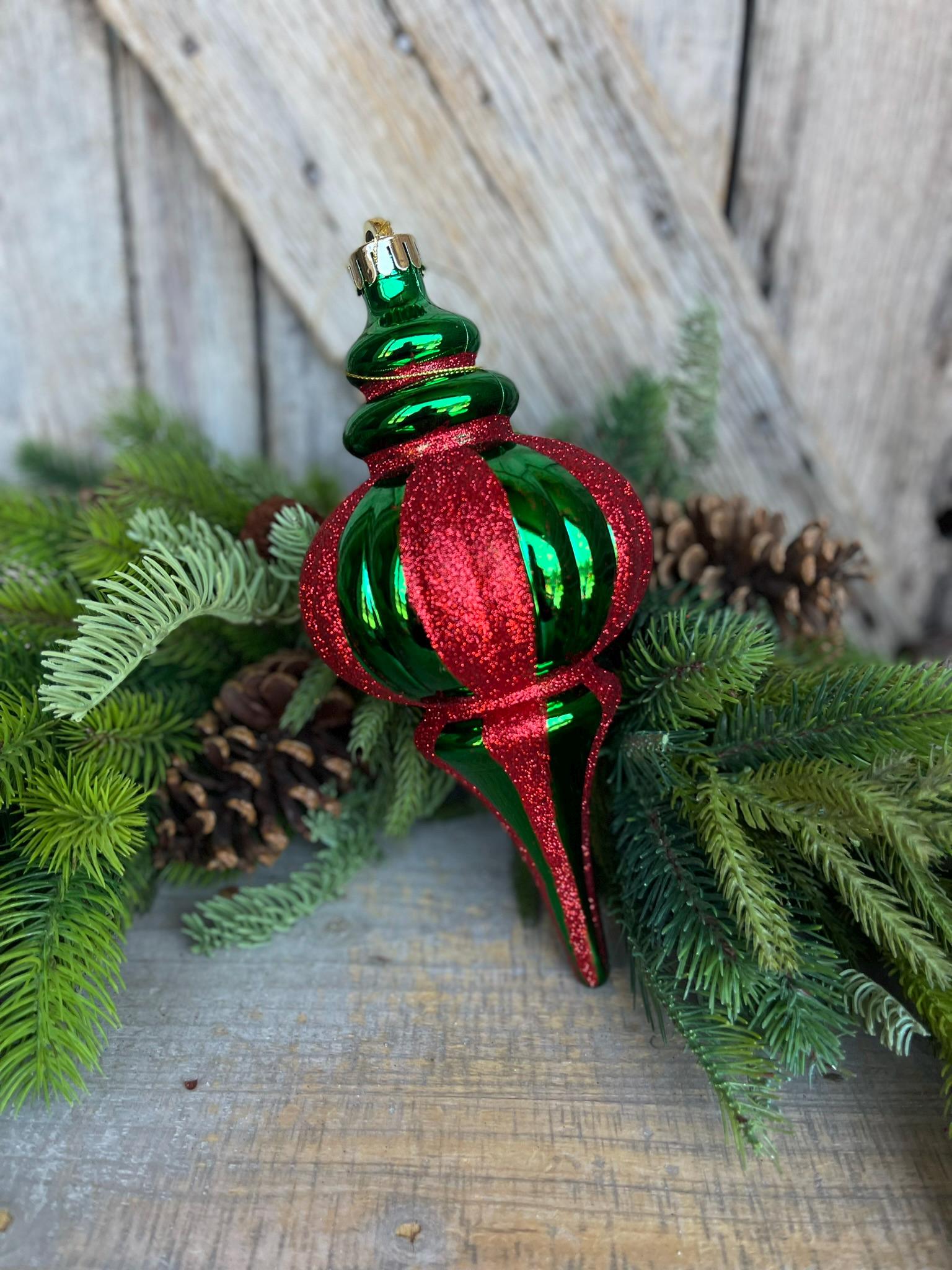 8" Red Green Finial, Red Green Ornament