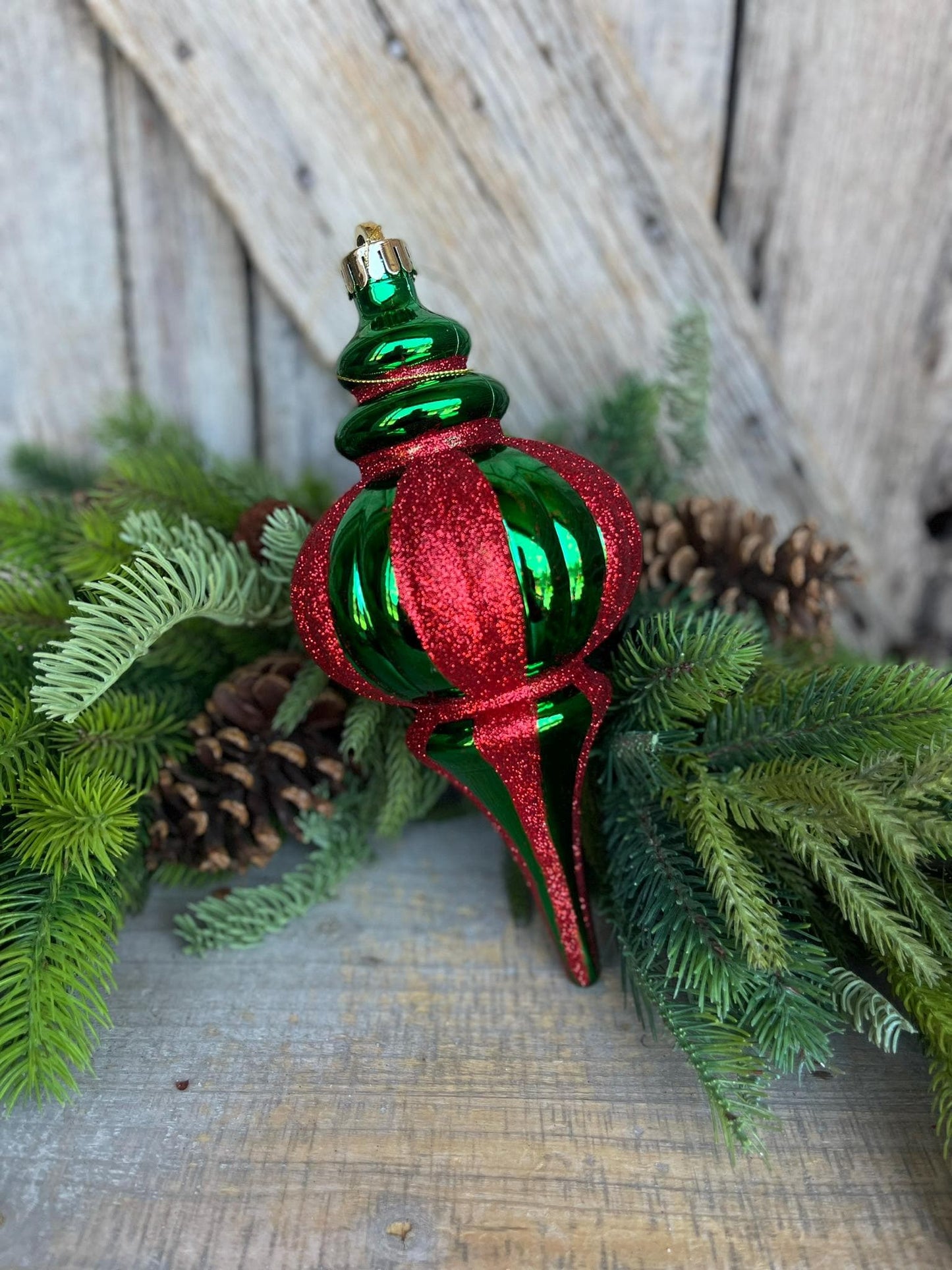 8" Red Green Finial, Red Green Ornament