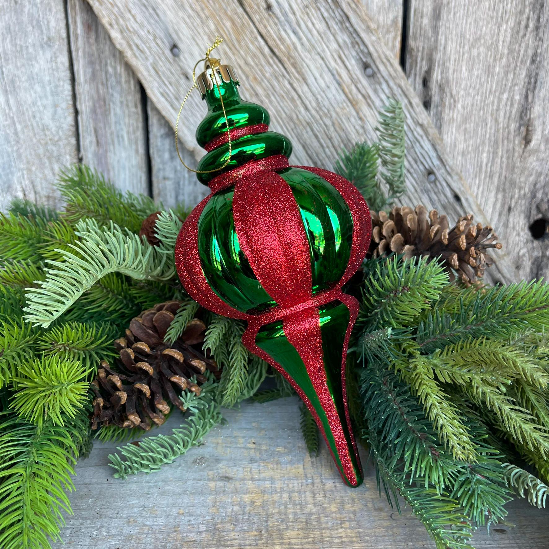 8" Red Green Finial, Red Green Ornament