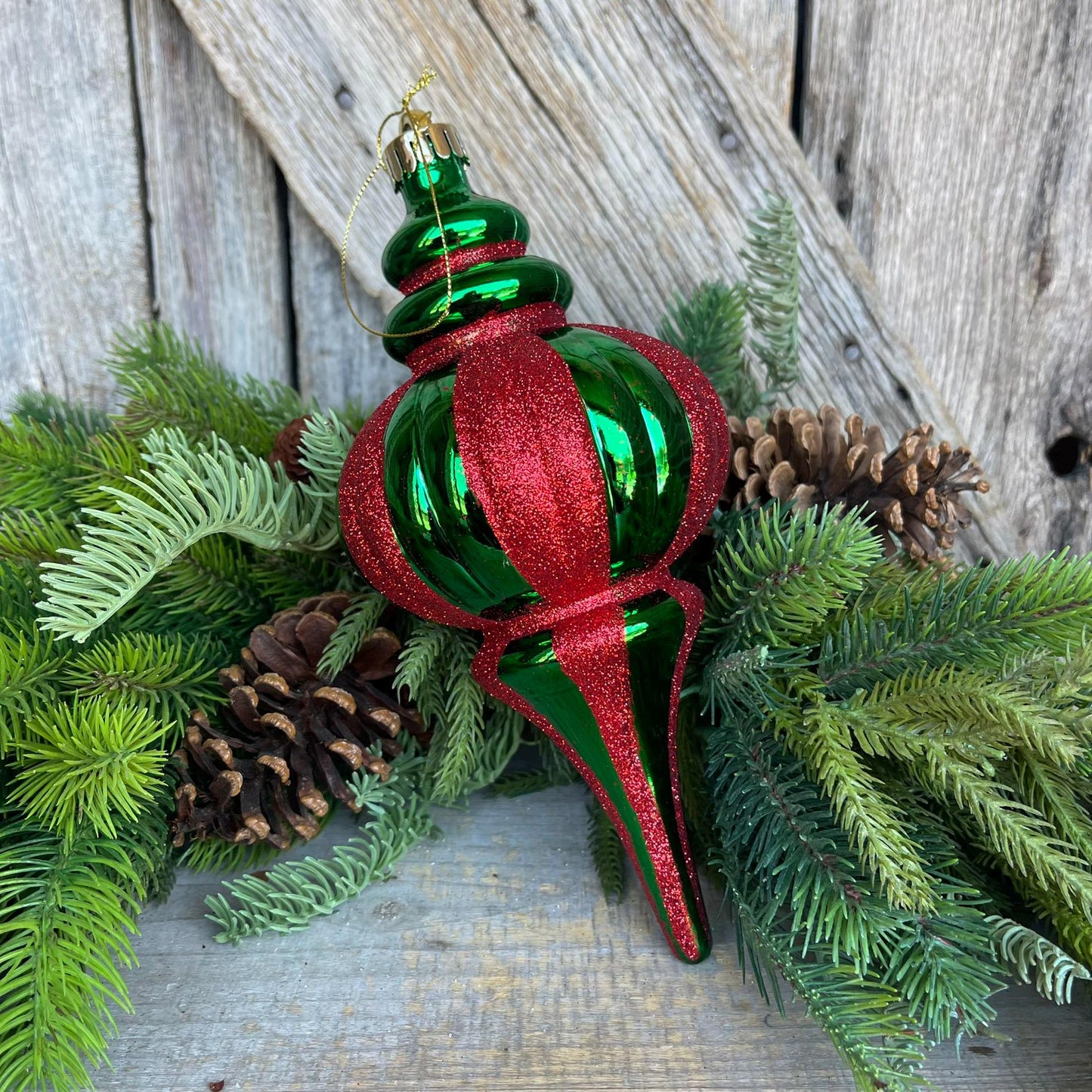 8" Red Green Finial, Red Green Ornament