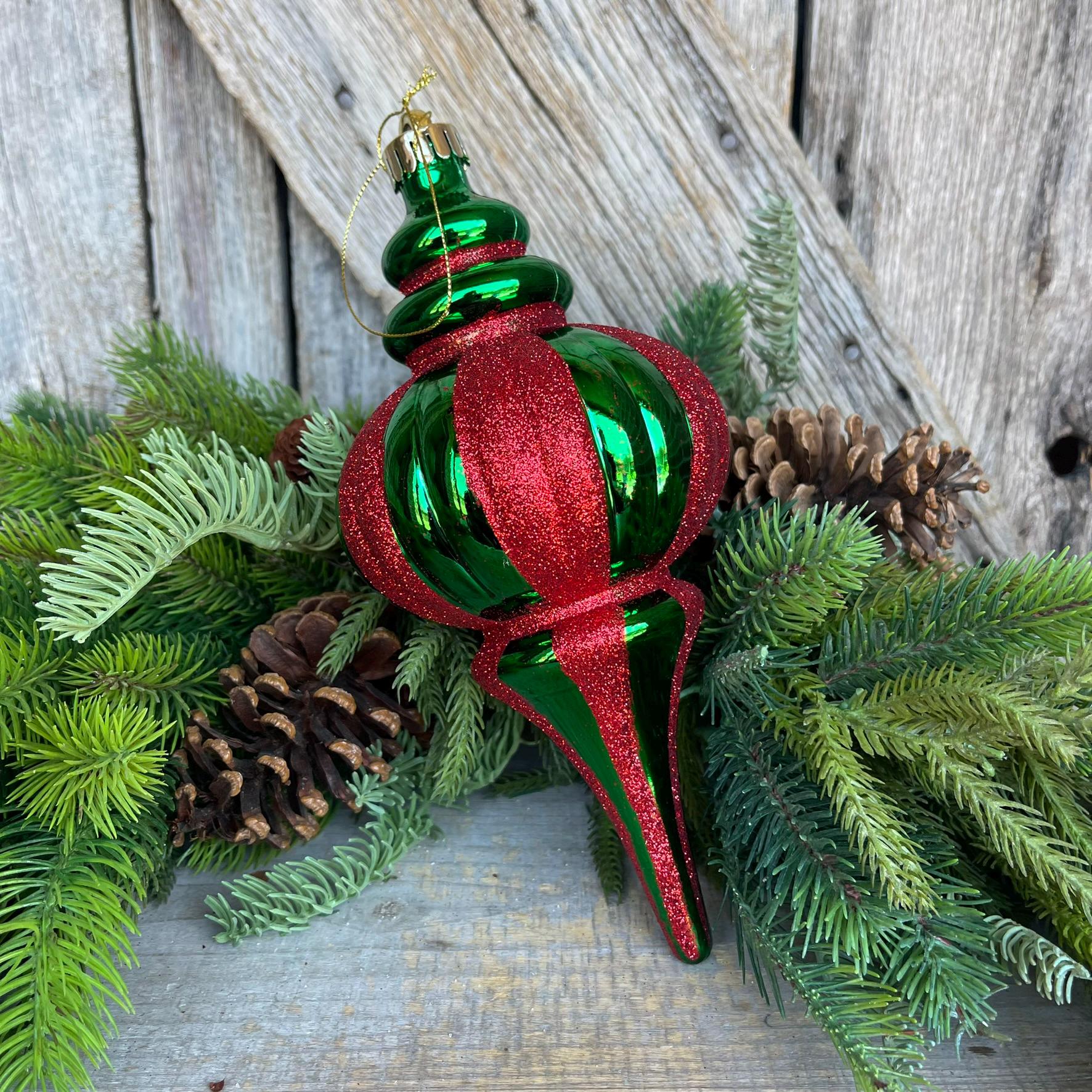 8" Red Green Finial, Red Green Ornament
