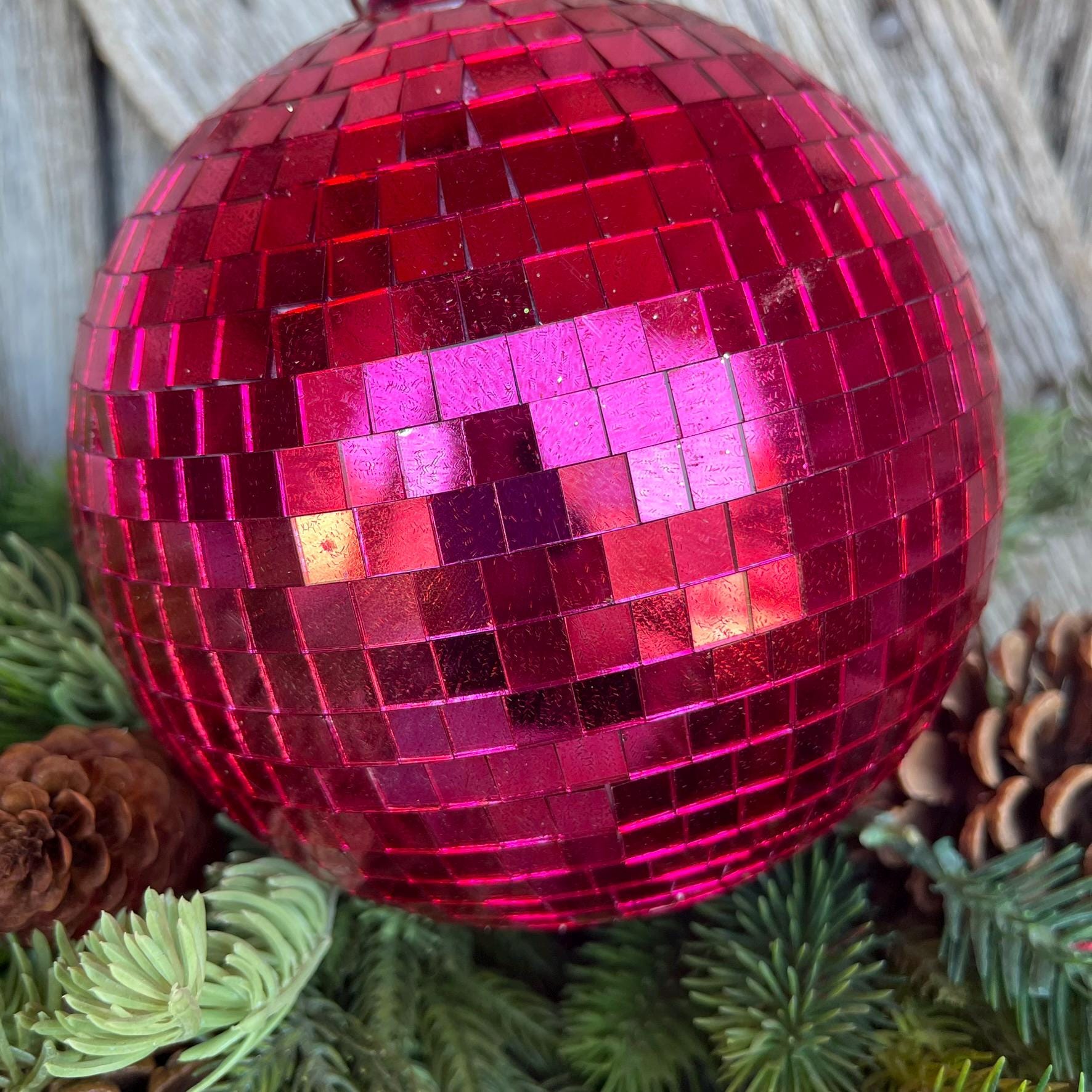 6" Hot Pink Disco Ball Ornament, Hot pink Disco Ball, Large Pink Ornament