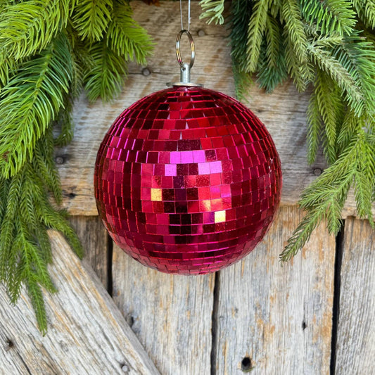 6" Hot Pink Disco Ball Ornament, Hot pink Disco Ball, Large Pink Ornament