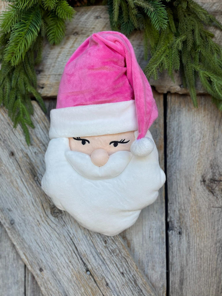 15" Pink Santa Ornament, Pink Santa Wreath Attachment, Plush Pink Santa Head