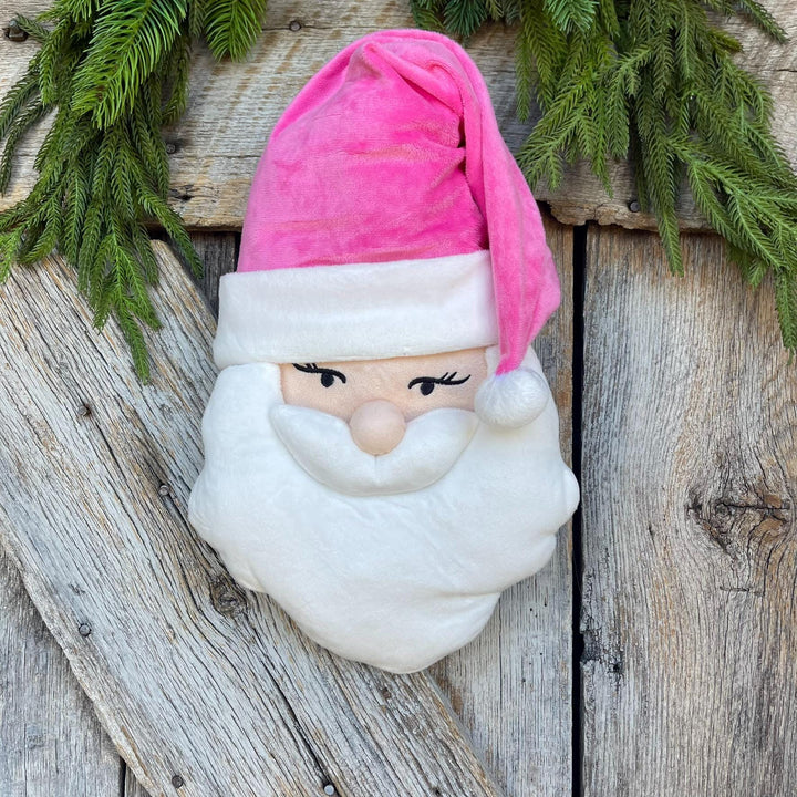 15" Pink Santa Ornament, Pink Santa Wreath Attachment, Plush Pink Santa Head