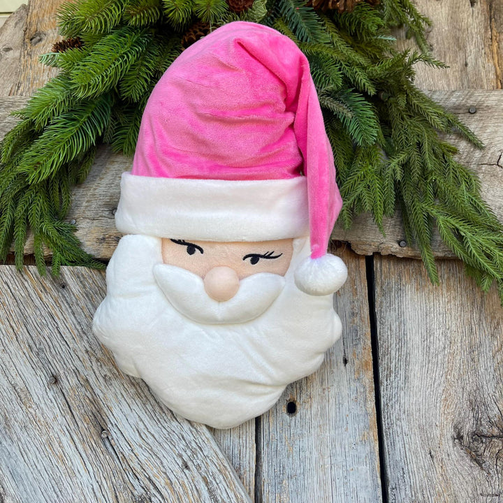 15" Pink Santa Ornament, Pink Santa Wreath Attachment, Plush Pink Santa Head