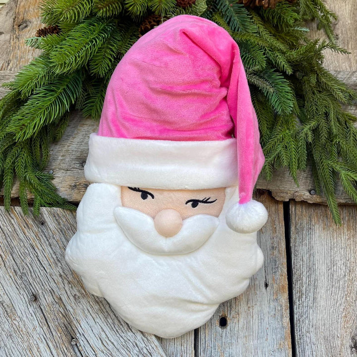 15" Pink Santa Ornament, Pink Santa Wreath Attachment, Plush Pink Santa Head