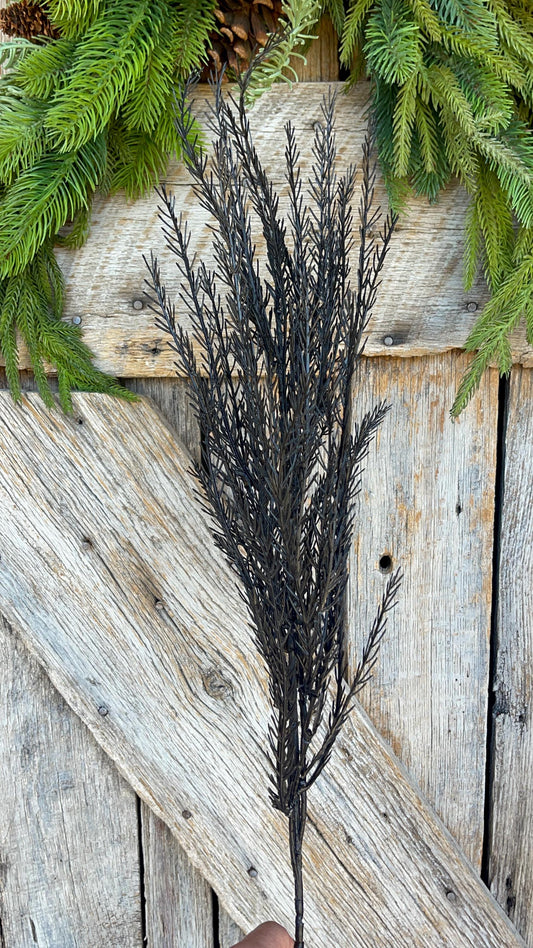 32" Black Fern Spray, Black Halloween Spray, Black Grass Spray