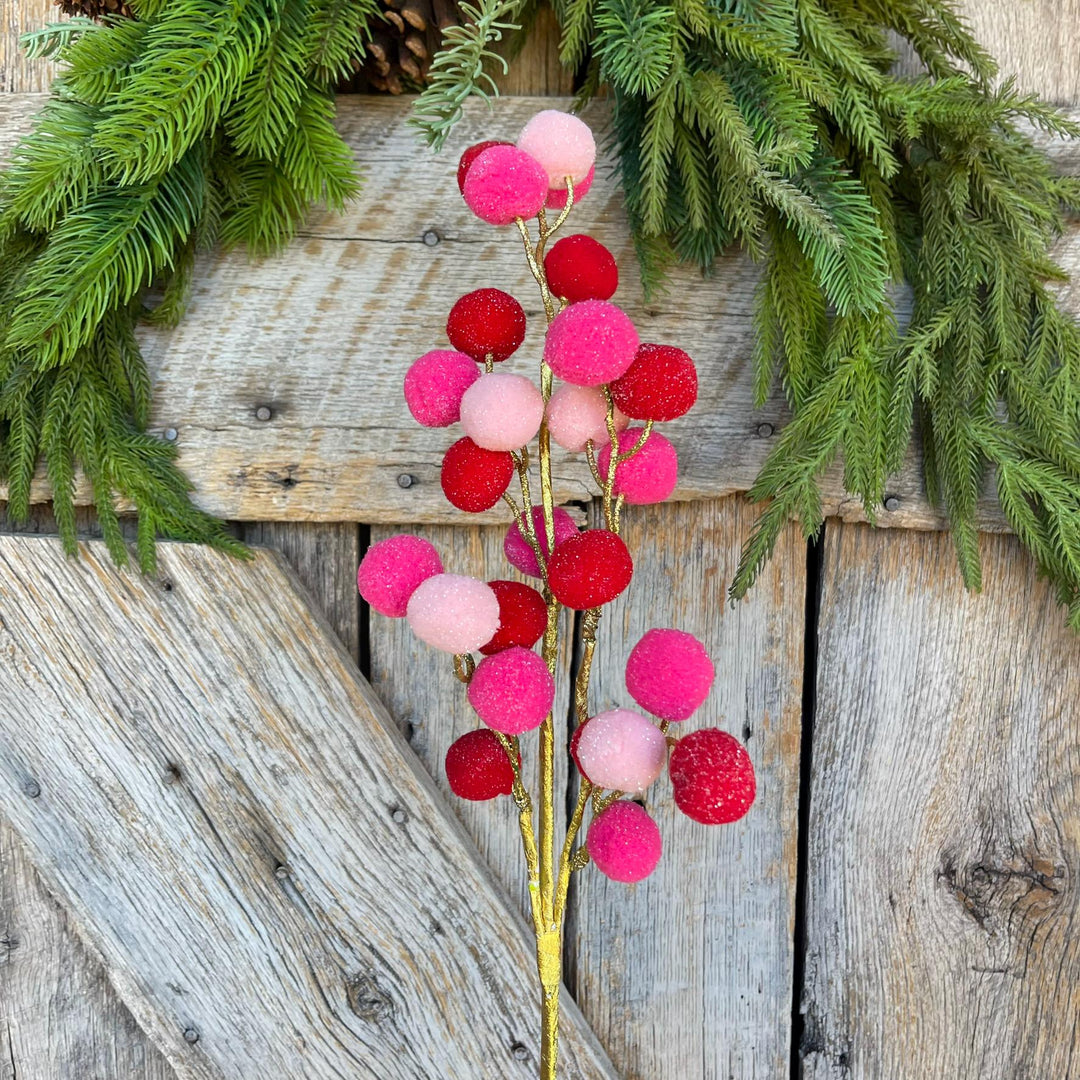 26" Pink Red Ball Spray, Pink Christmas Ball Spray, Pinkmas Tree Spray