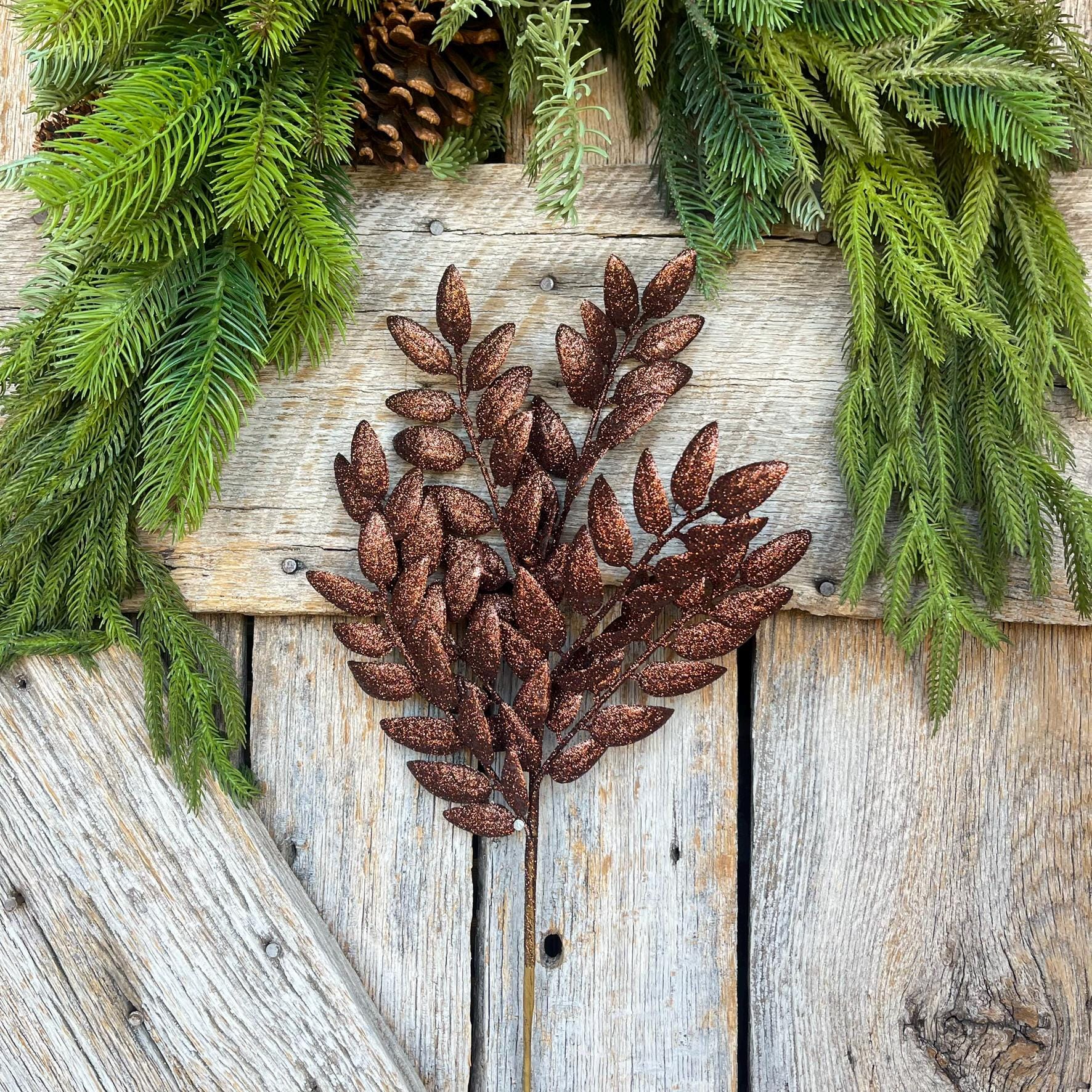 22" Chocolate Brown Honey Locust Spray, Christmas Spray, Christmas Tree Spray