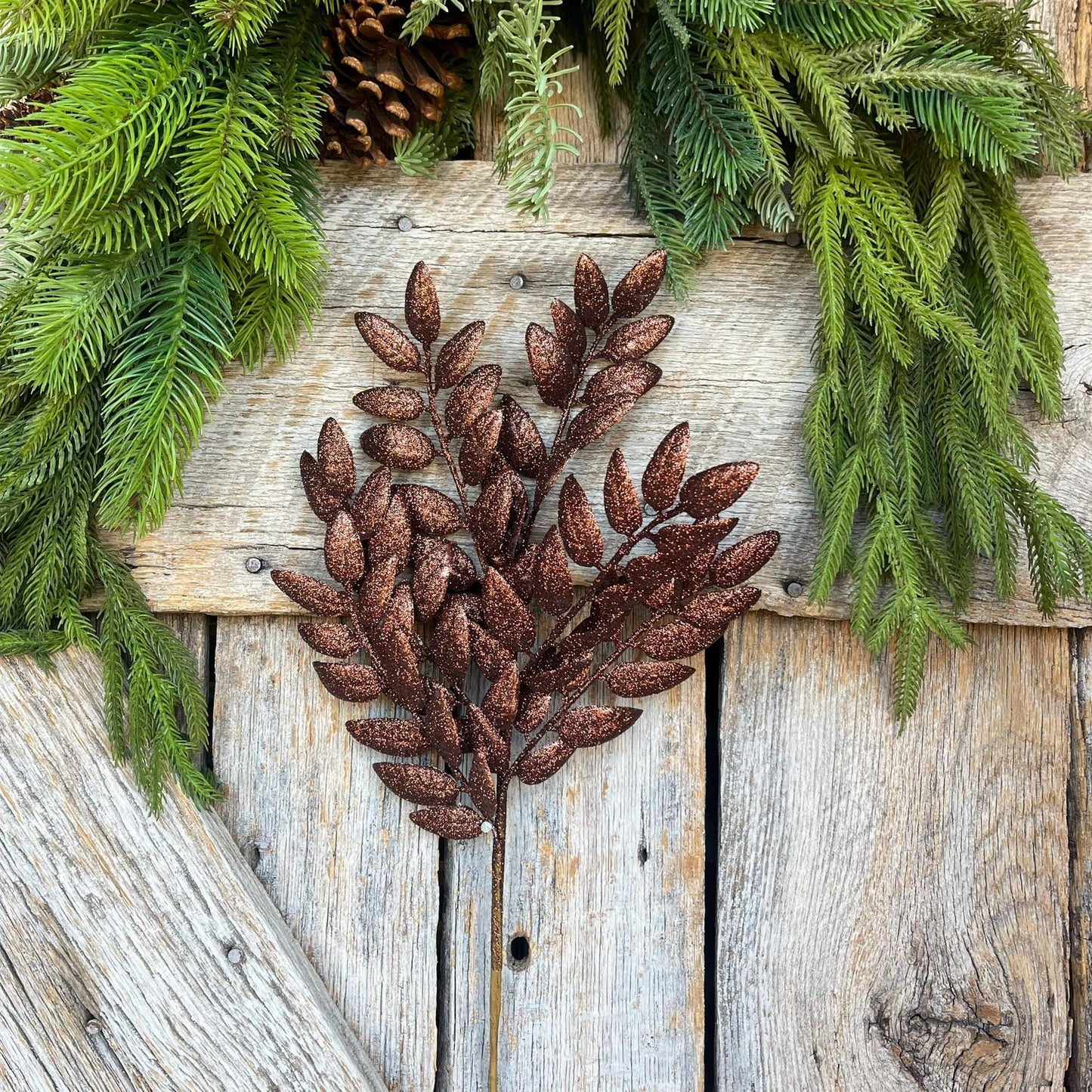 22" Chocolate Brown Honey Locust Spray, Christmas Spray, Christmas Tree Spray