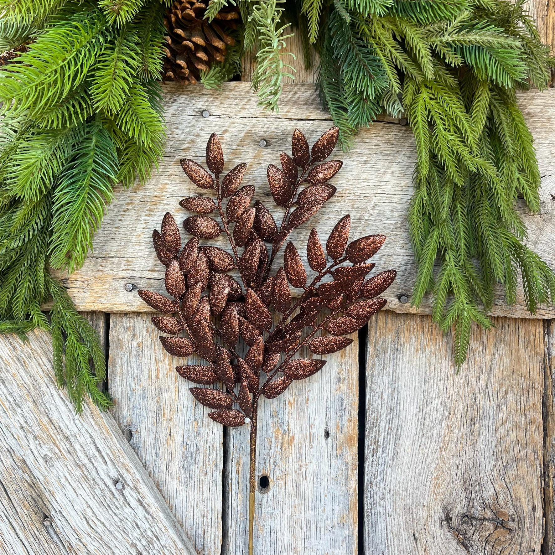 22" Chocolate Brown Honey Locust Spray, Christmas Spray, Christmas Tree Spray