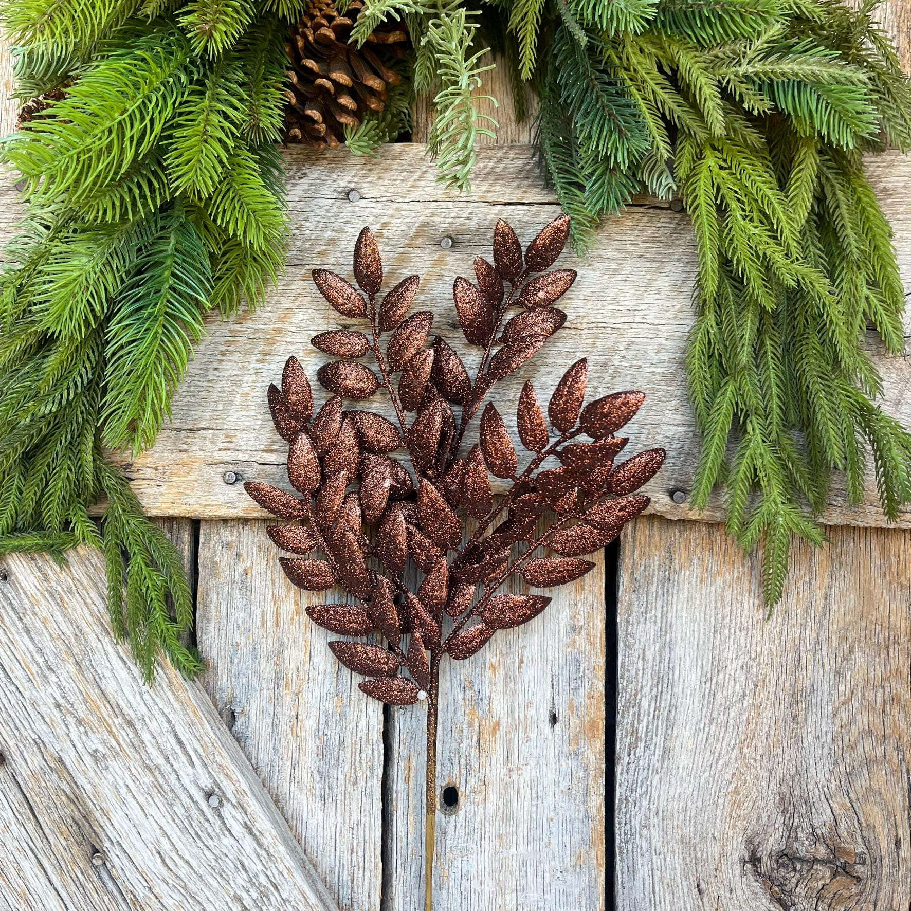 22" Chocolate Brown Honey Locust Spray, Christmas Spray, Christmas Tree Spray