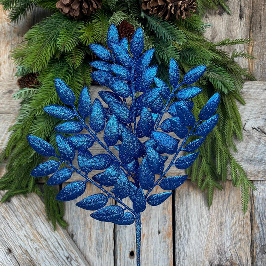 22" Blue Honey Locust Spray, Blue Christmas Spray, Blue Christmas Tree Spray