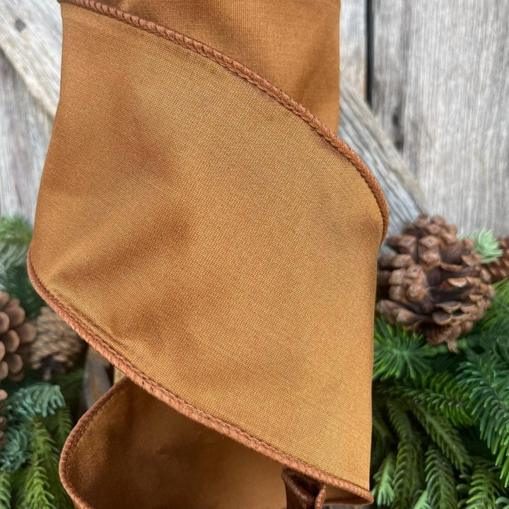 4” Pecan Brown Taffeta Ribbon, Farrisilk ribbon, Taffeta ribbon