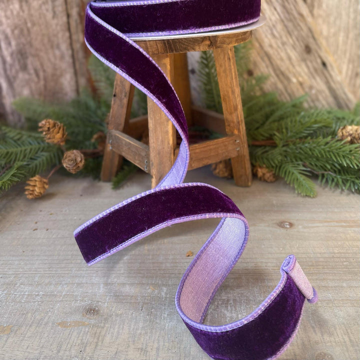 1" Purple Violet Velvet Ribbon, Farrisilk Ribbon, 2 Tone Ribbon