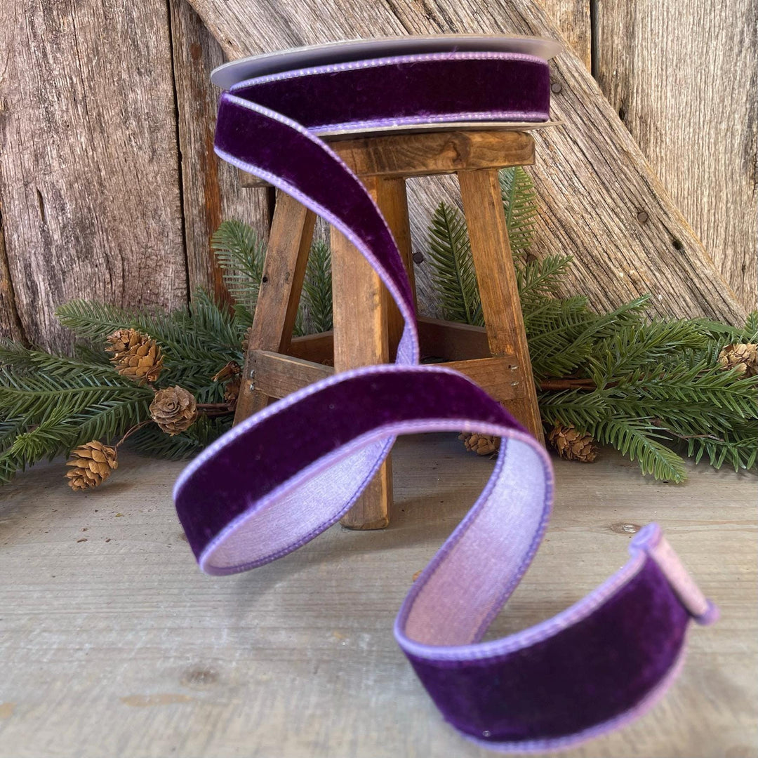 1" Purple Violet Velvet Ribbon, Farrisilk Ribbon, 2 Tone Ribbon