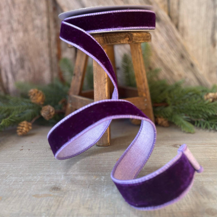 1" Purple Violet Velvet Ribbon, Farrisilk Ribbon, 2 Tone Ribbon
