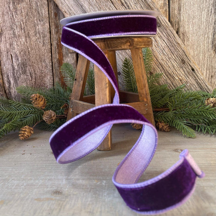 1" Purple Violet Velvet Ribbon, Farrisilk Ribbon, 2 Tone Ribbon