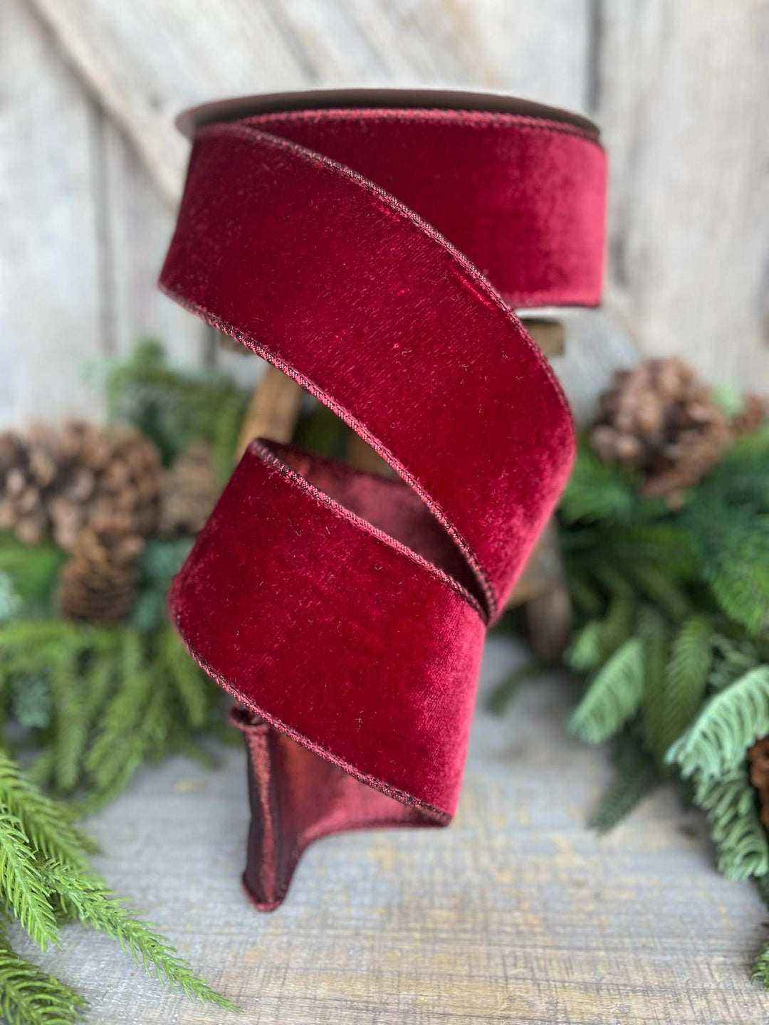 2.5” Burgundy Velvet Ribbon, Farrisilk ribbon, Velvet ribbon