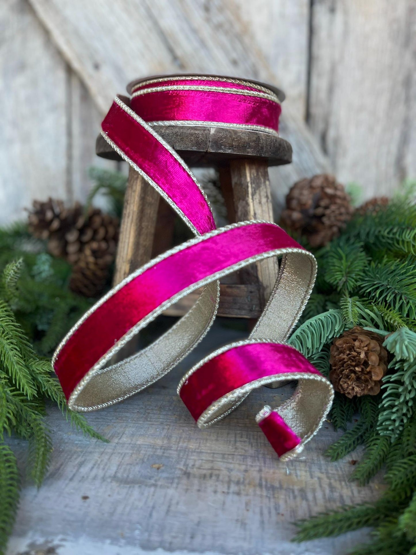 1” Hot Pink Satin Velvet, Farrisilk Velvet, Pink Velvet Ribbon