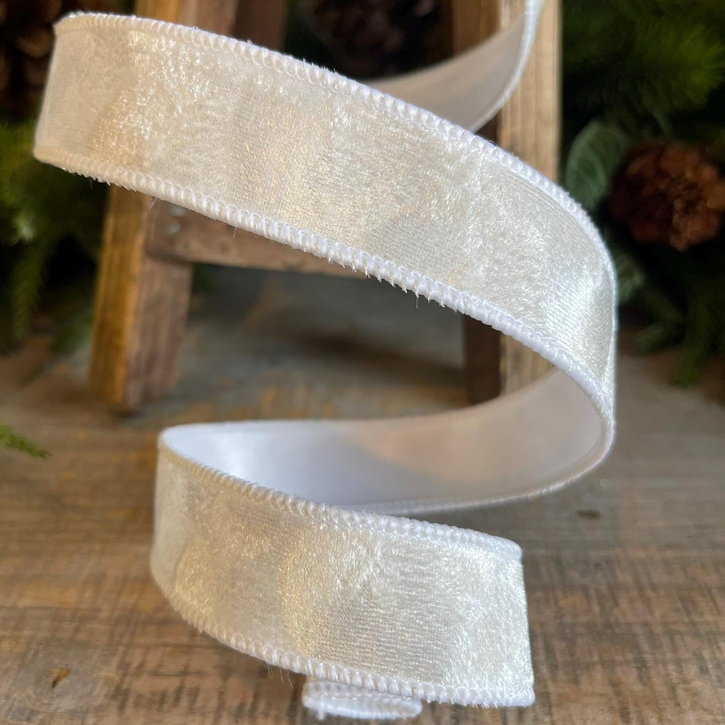 1" White Velvet Ribbon, Farrisilk Ribbon, White Silken Velvet Ribbon