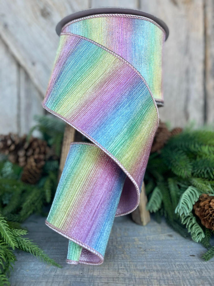 4" Rainbow Sherbert Ribbon, Farrisilk Ribbon, Pastel Ribbon