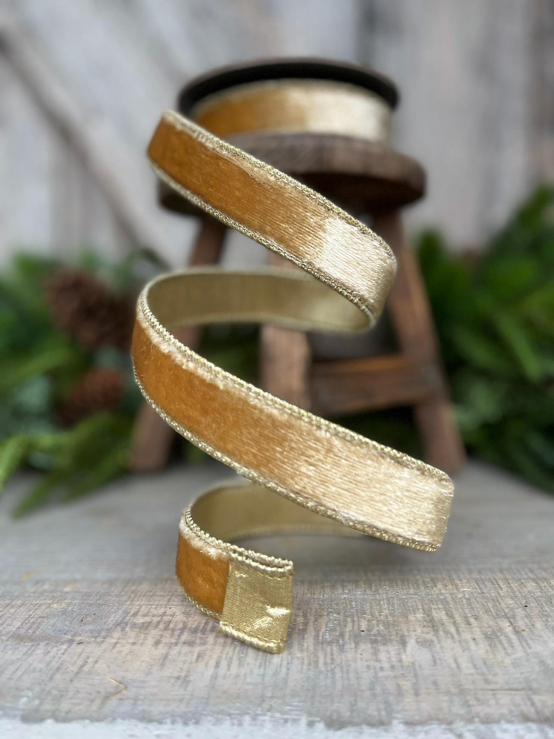 1" Gold velvet Ribbon, Champagne Gold ribbon, Gold ribbon