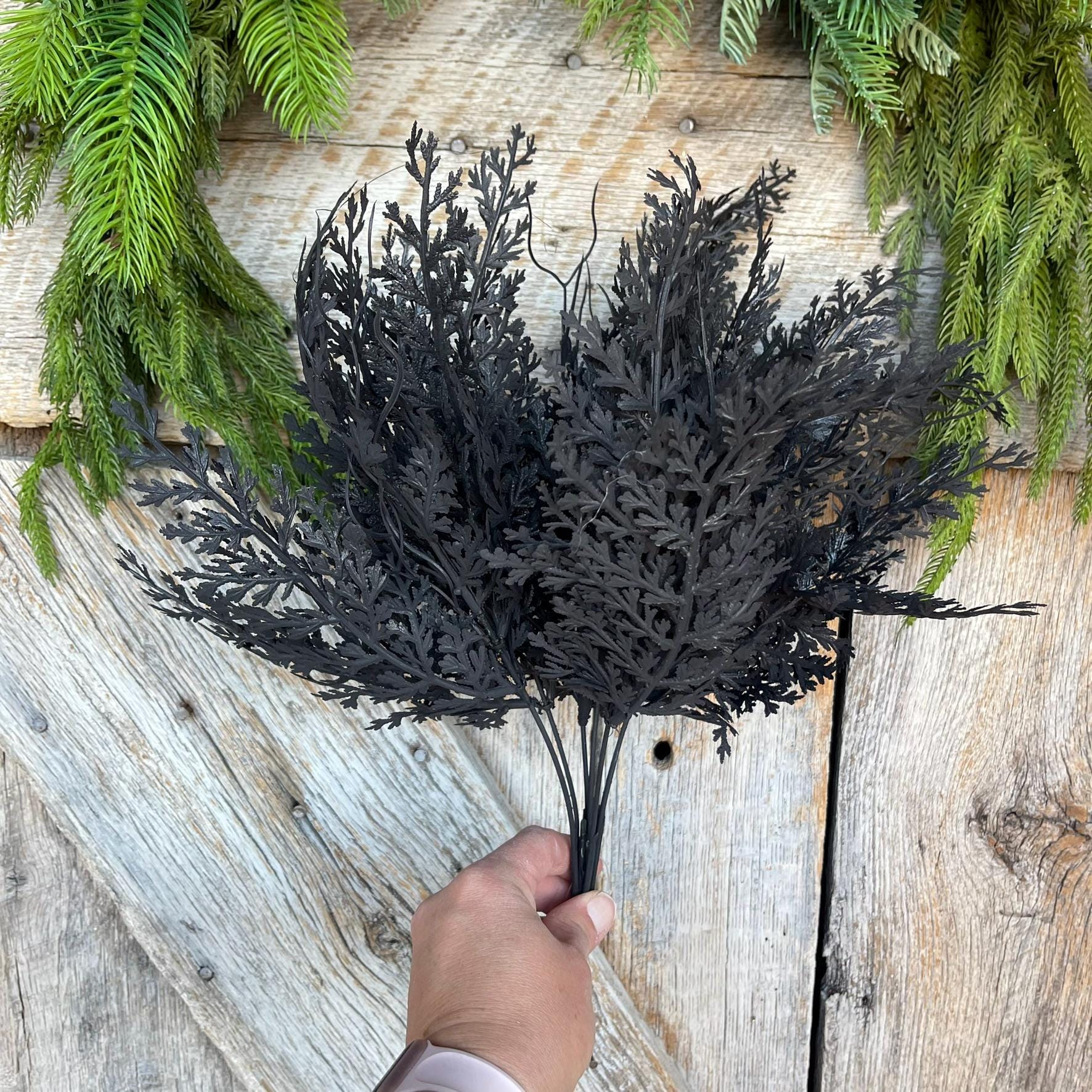 19" Black Greenery Bush, Black Pine Bush
