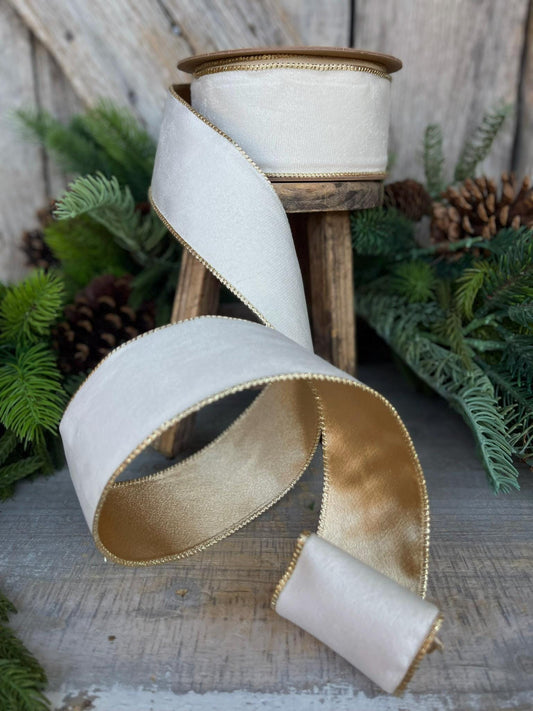 2.5" Ivory Velvet Ribbon, Ivory Ribbon