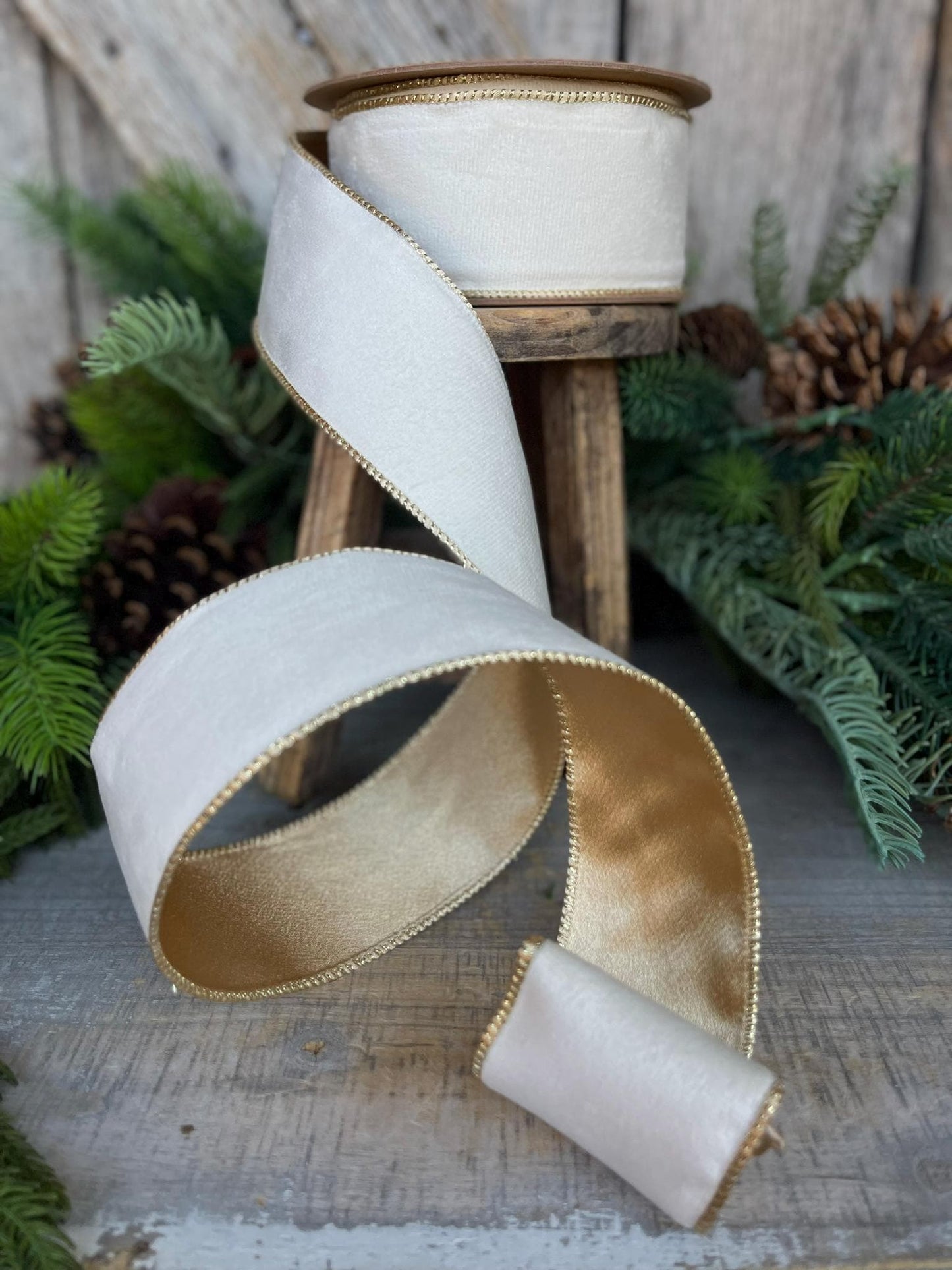 2.5" Ivory Velvet Ribbon, Ivory Ribbon