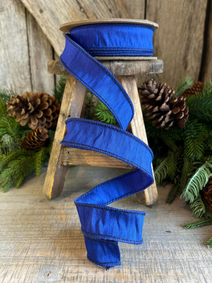 1” Royal Blue Dupioni Ribbon, Christmas Ribbon, Bright Blue Ribbon