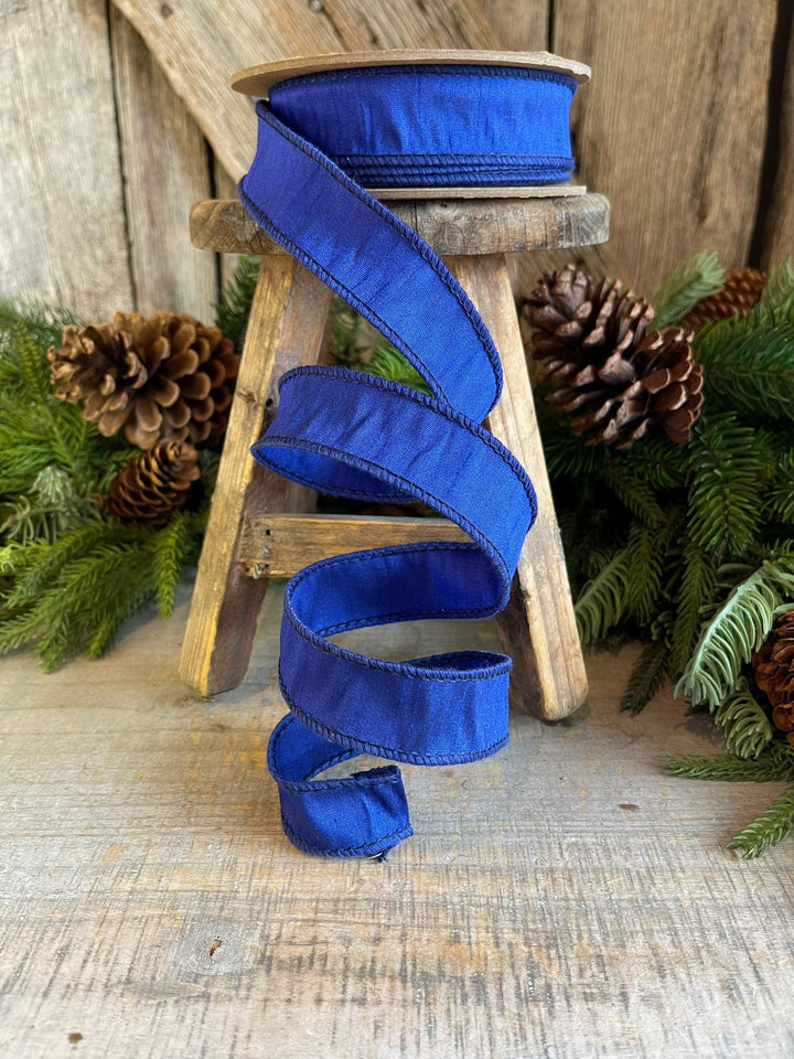 1” Royal Blue Dupioni Ribbon, Christmas Ribbon, Bright Blue Ribbon