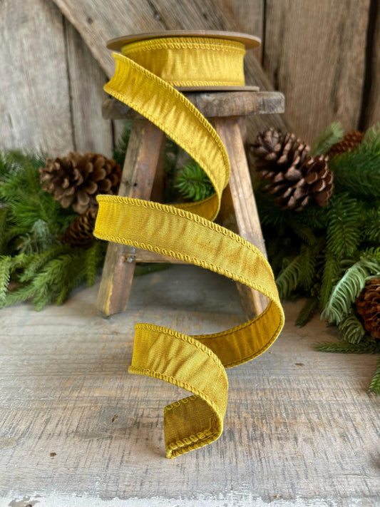 1" Gold Dupioni Ribbon, Gold WIred Ribbon, Fall Ribbon