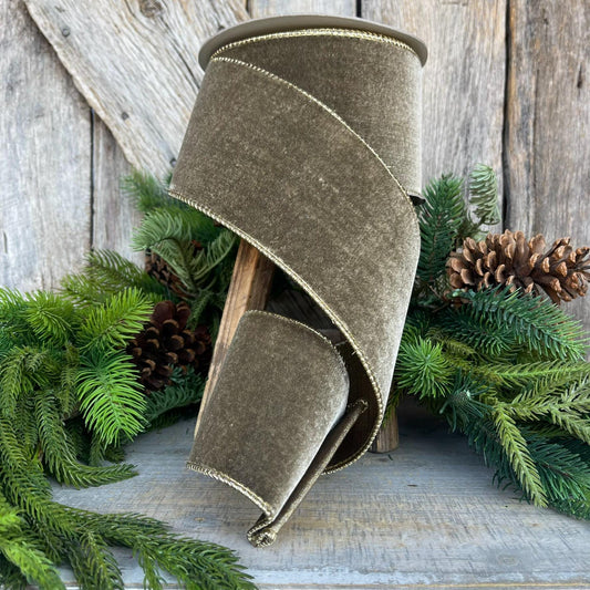 4” Mink Velvet Ribbon, Farrisilk ribbon, Velvet ribbon