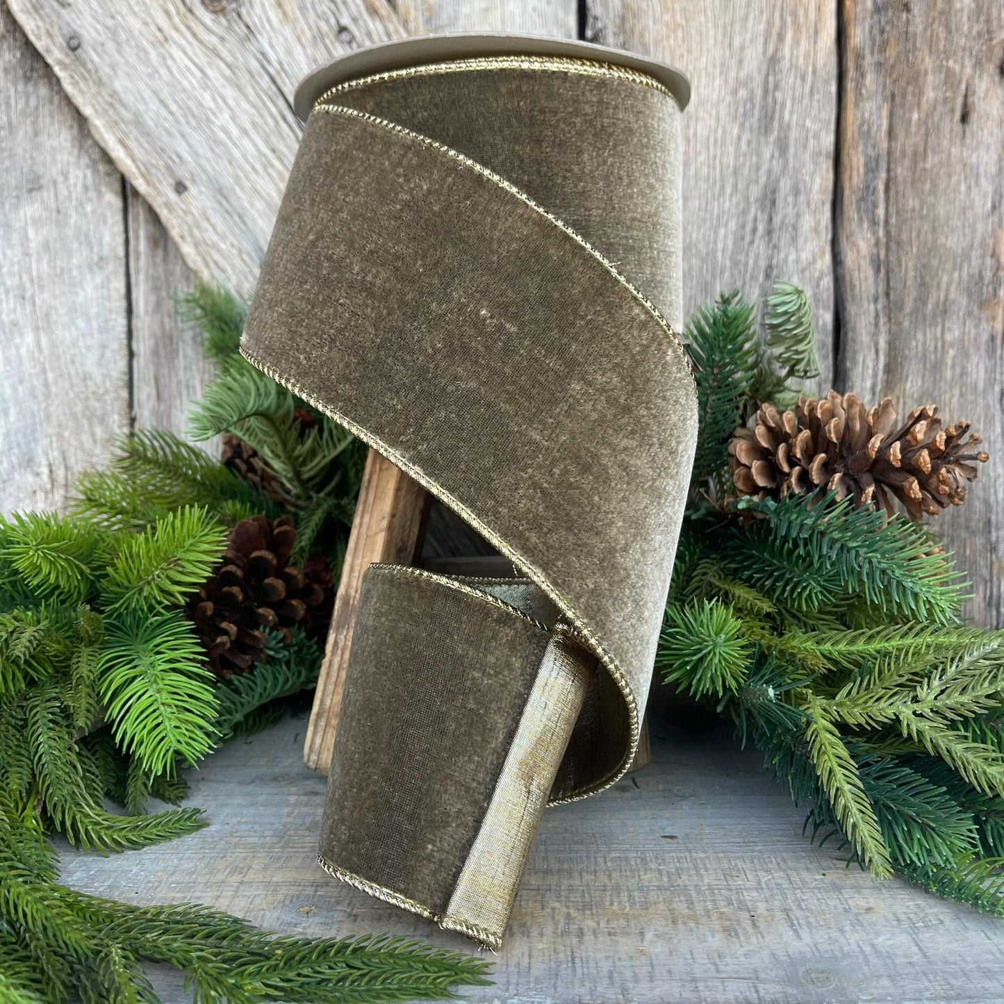 4” Mink Velvet Ribbon, Farrisilk ribbon, Velvet ribbon