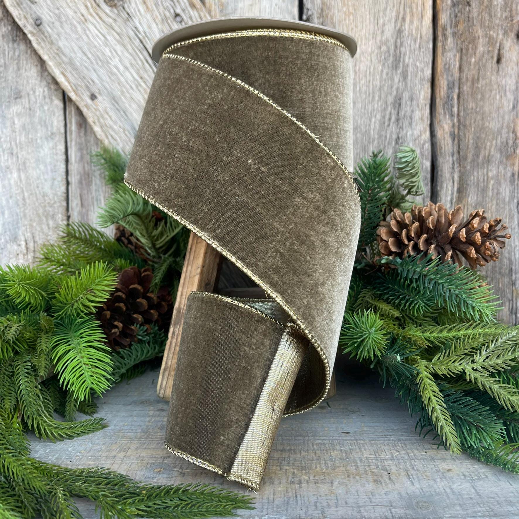 4” Mink Velvet Ribbon, Farrisilk ribbon, Velvet ribbon