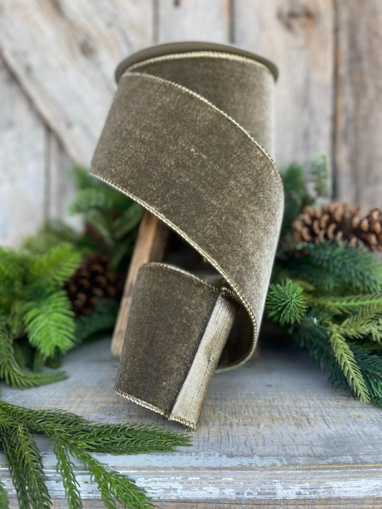 4” Mink Velvet Ribbon, Farrisilk ribbon, Velvet ribbon