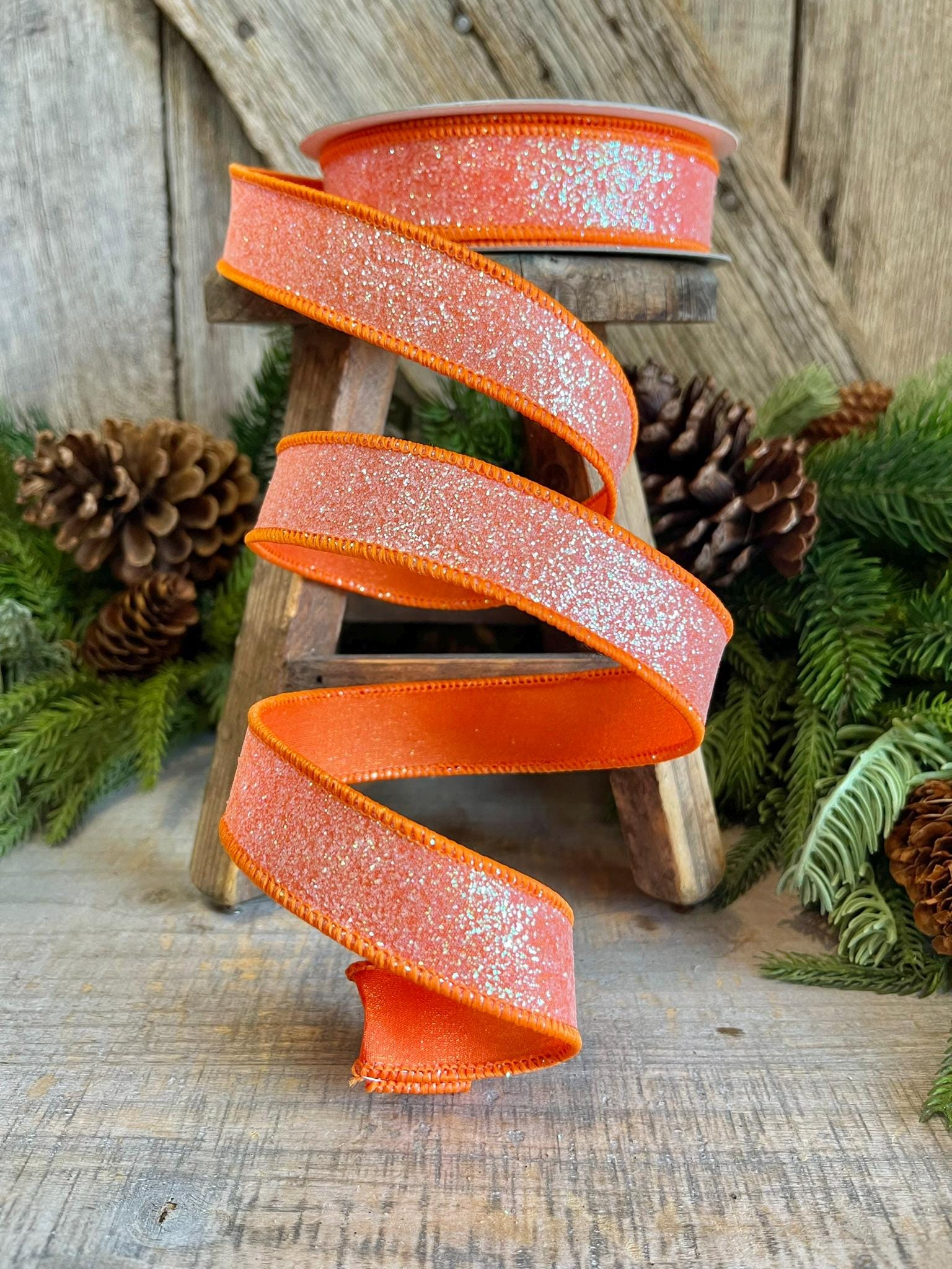 1" Orange Sugar Frost Ribbon, Farrisilk Ribbon, Orange Ribbon